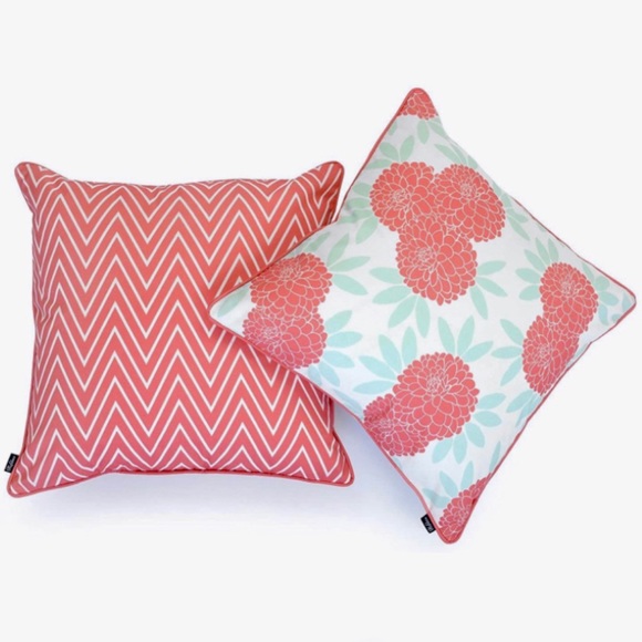 Accents Luxury Home Aqua Coral Outdoor Pillow Covers Poshmark